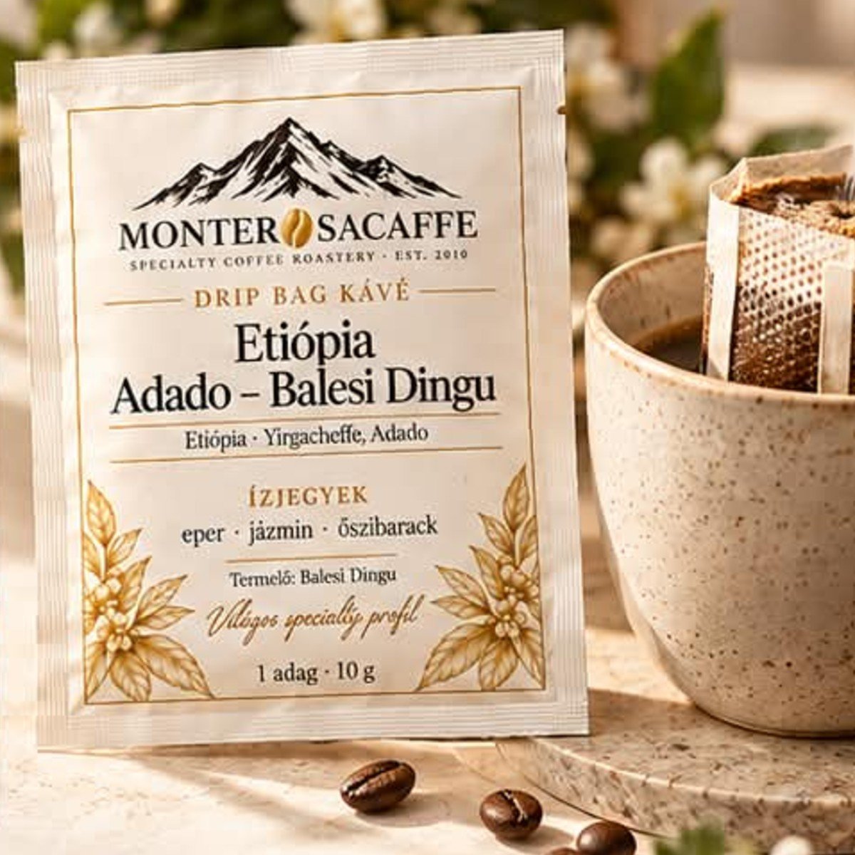 MONTEROSACAFFE Drip Bag – Etiópia Adado Balesi Dingu egyadagos specialty filterkávé